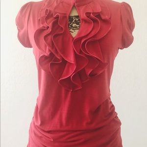 Red ruffle short sleeve